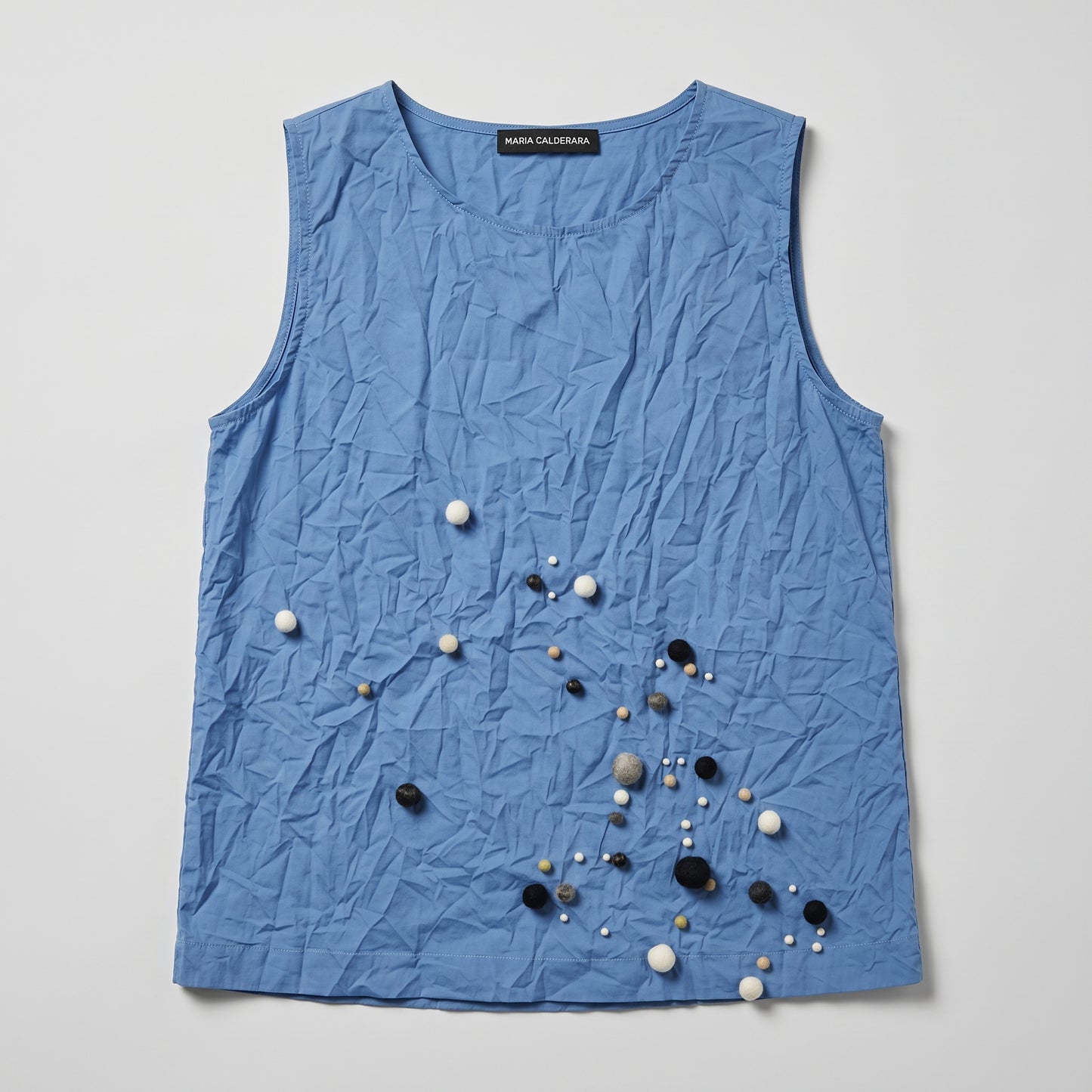 Crinkled Embellished Sleeveless Top