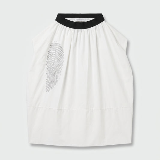 Graphic Print Cotton Sleeveless Top