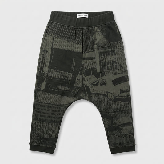 Graphic Print Drop Crotch Trousers