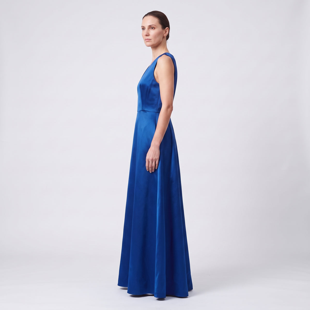 Sleeveless Royal Blue Satin Dress