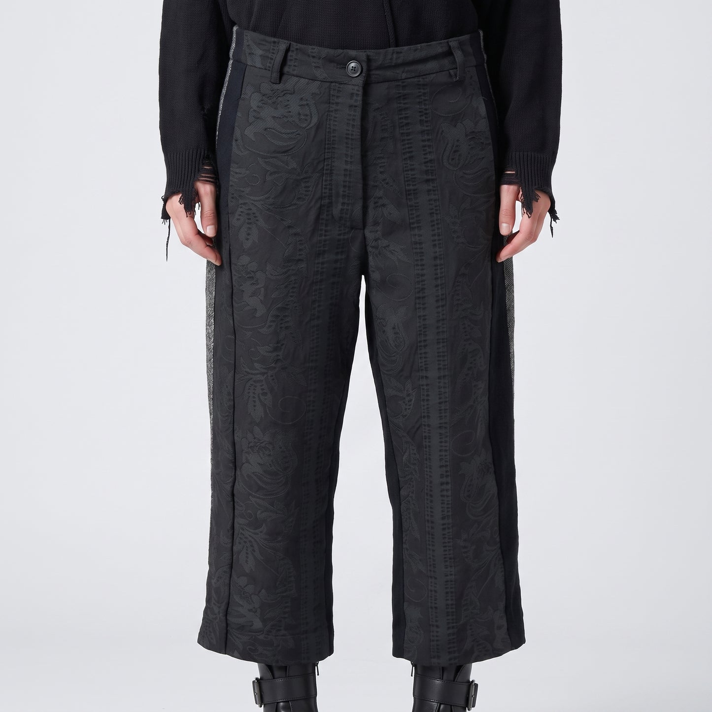 Embossed Floral Tailored Trousers