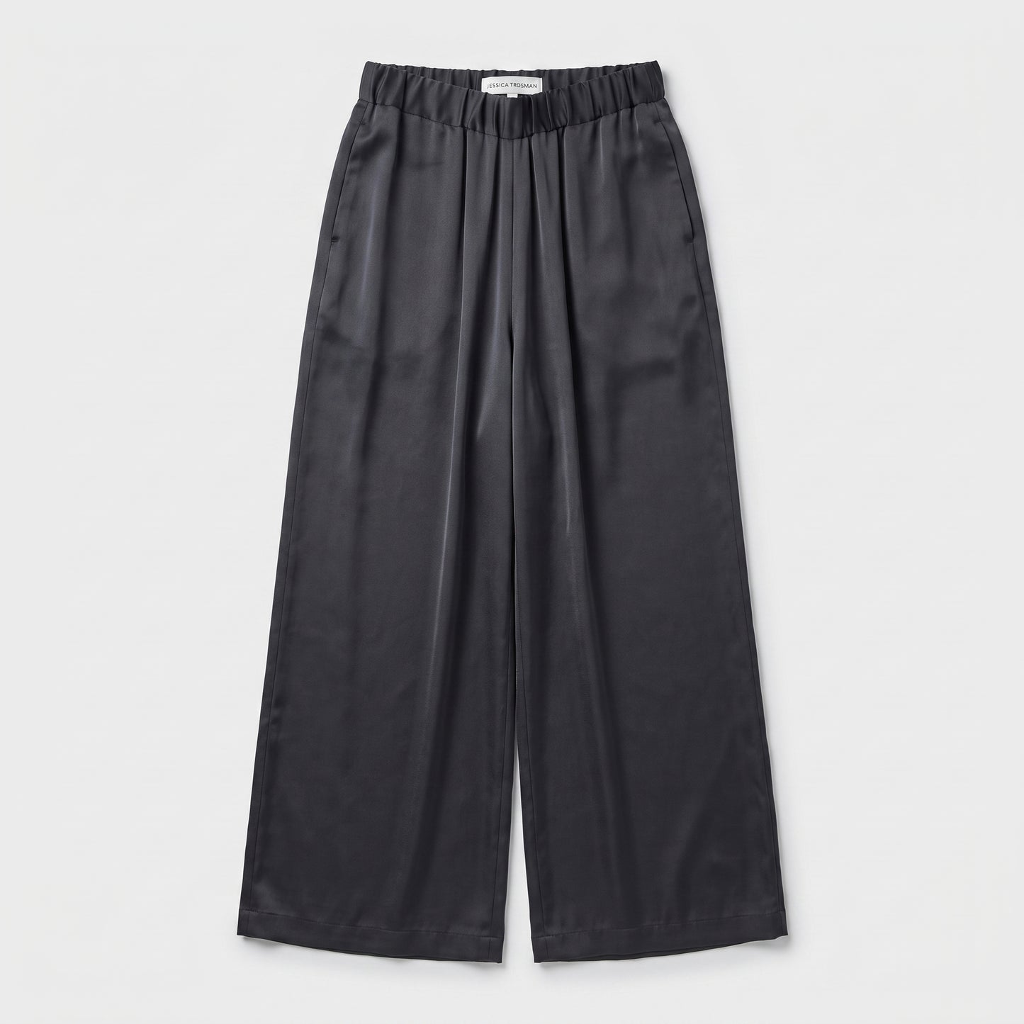Satin High-Rise Wide-Leg Trousers