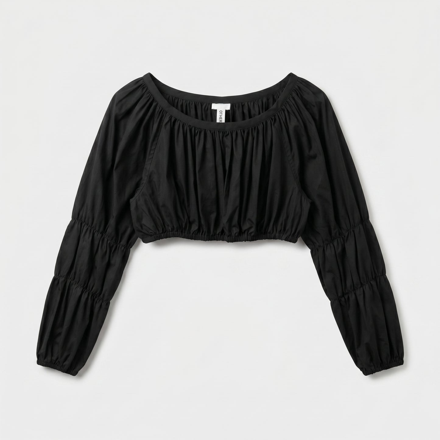Black Ruched Cropped Blouse