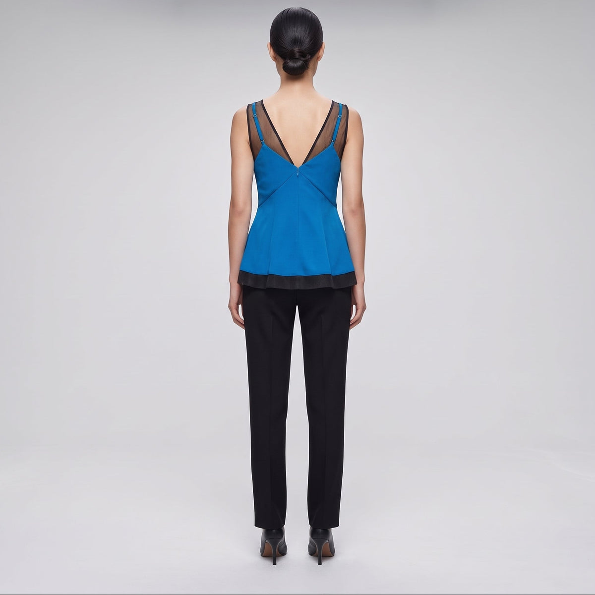 Blue Layered Mesh Tank Top