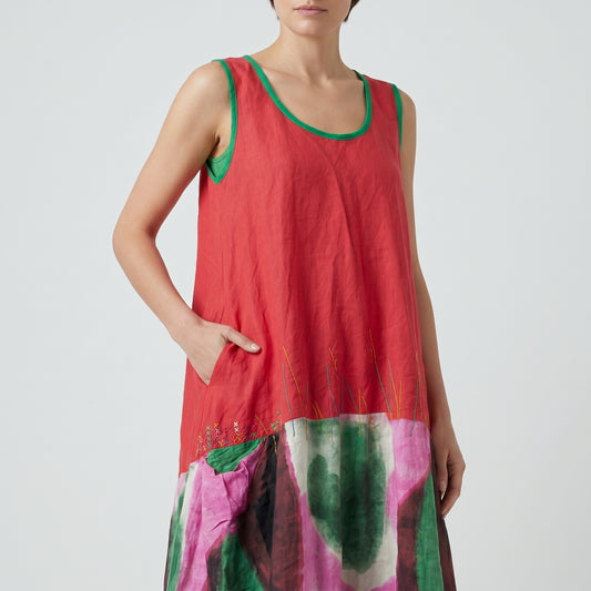 Vibrant Abstract Print Linen Dress