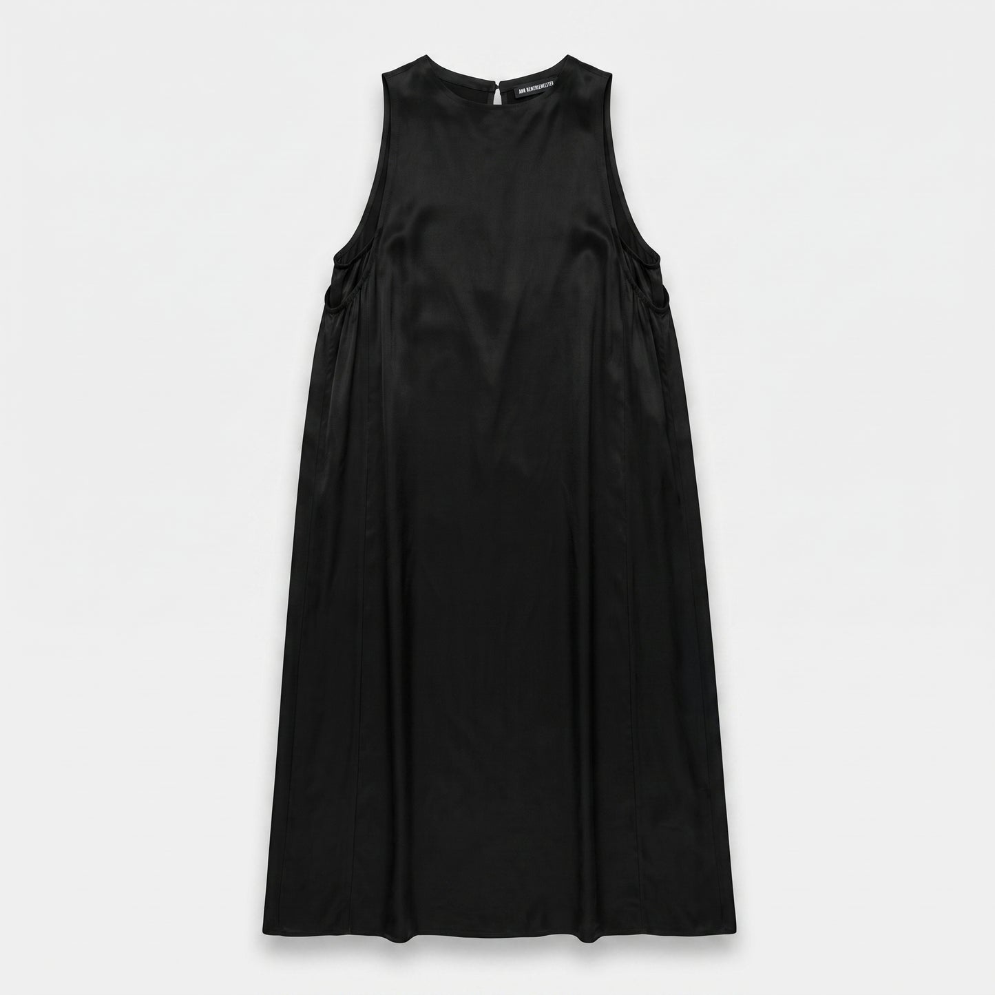 Sleeveless Black Silk Shift Dress