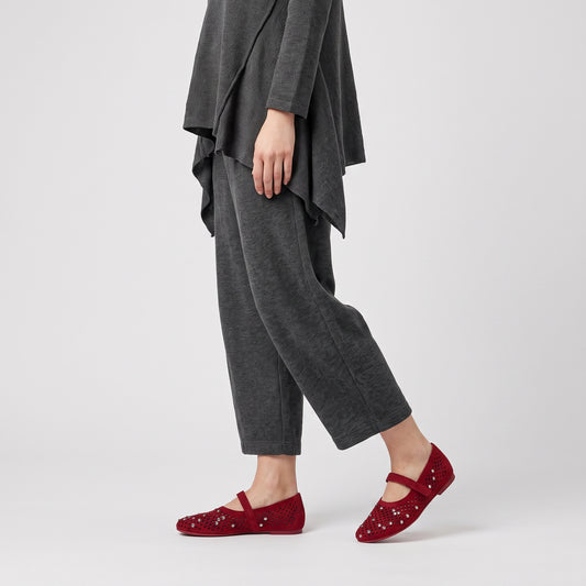 Studded Perforated Suede Mary Janes