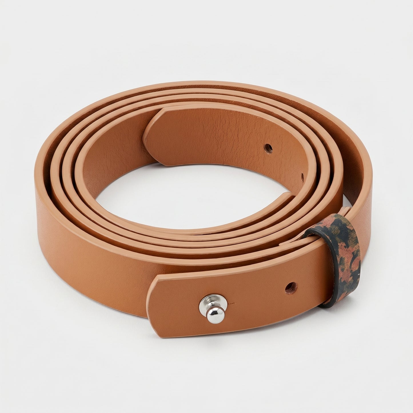 Tan Leather Stud Closure Belt