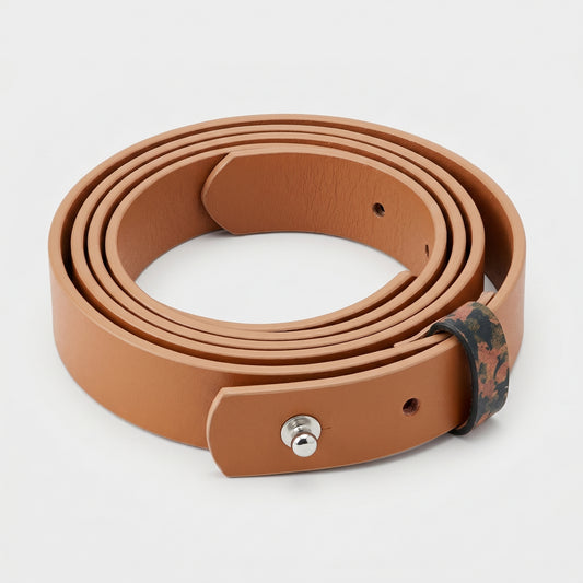 Tan Leather Stud Closure Belt