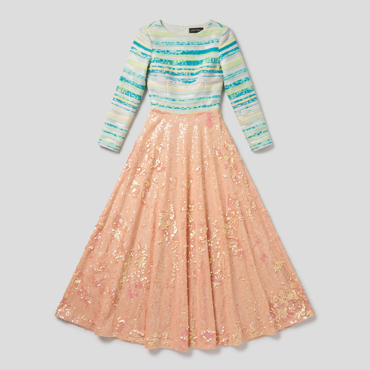 Striped Sequin Embellished Gown