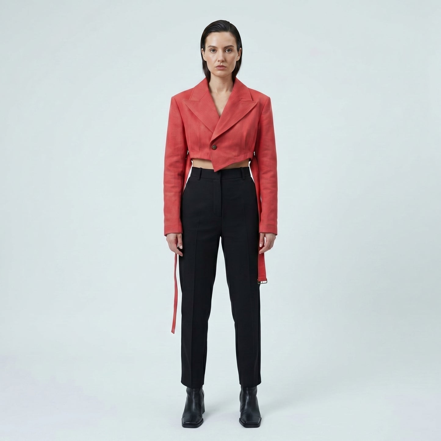 Cropped Asymmetric Tailored Blazer