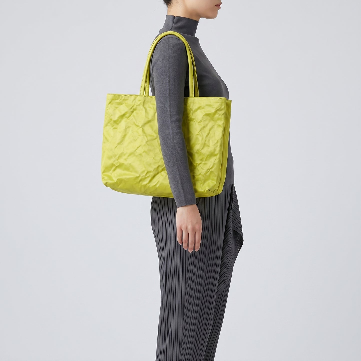 Crinkled Chartreuse Tote Bag
