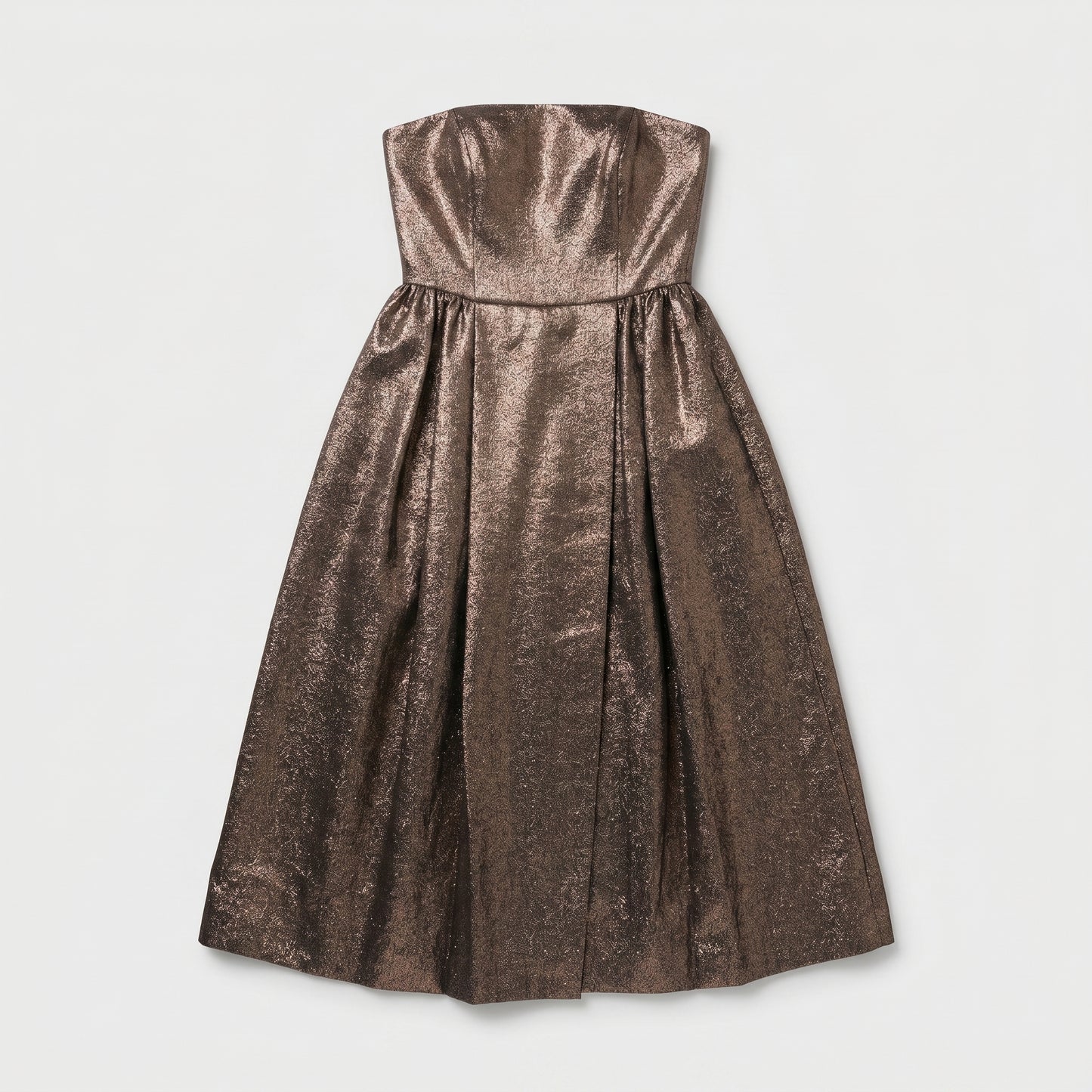 Metallic Strapless Midi Dress