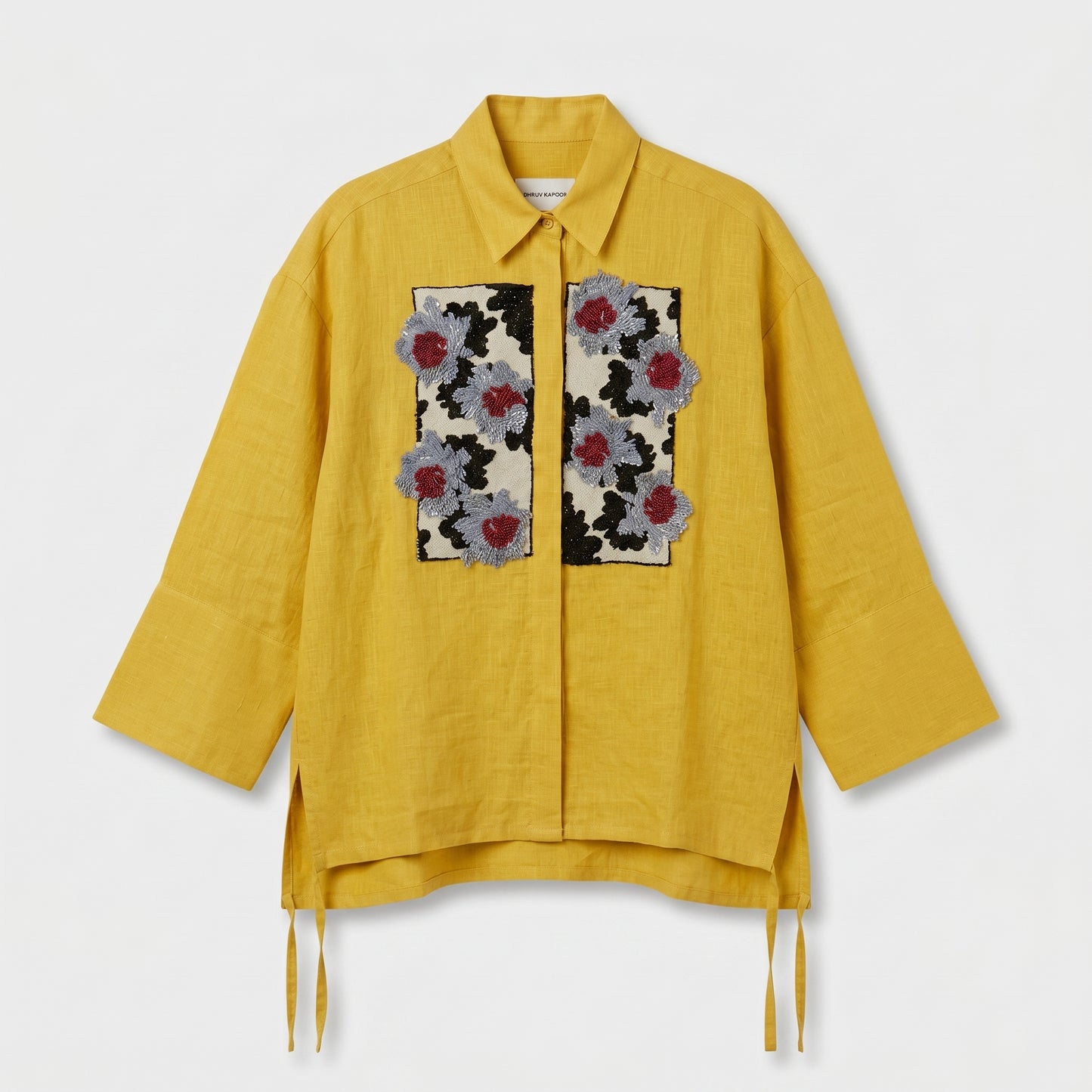Embroidered Floral Linen Shirt
