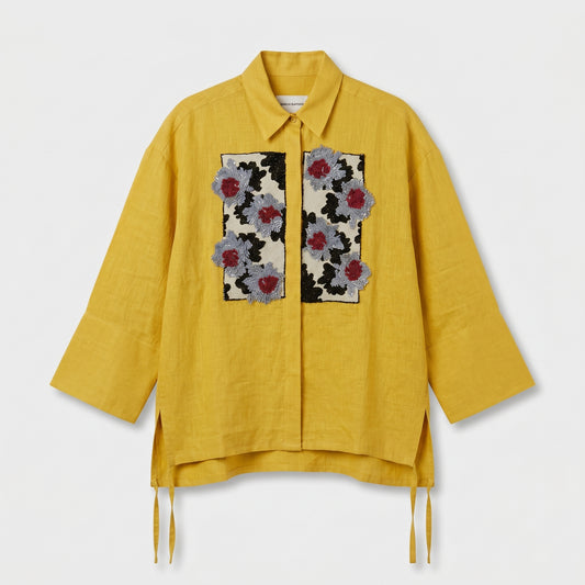 Embroidered Floral Linen Shirt