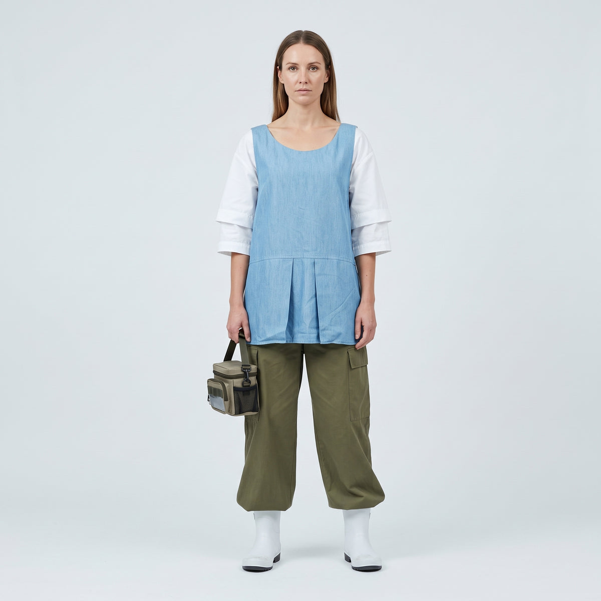 Chambray Pleated Sleeveless Top