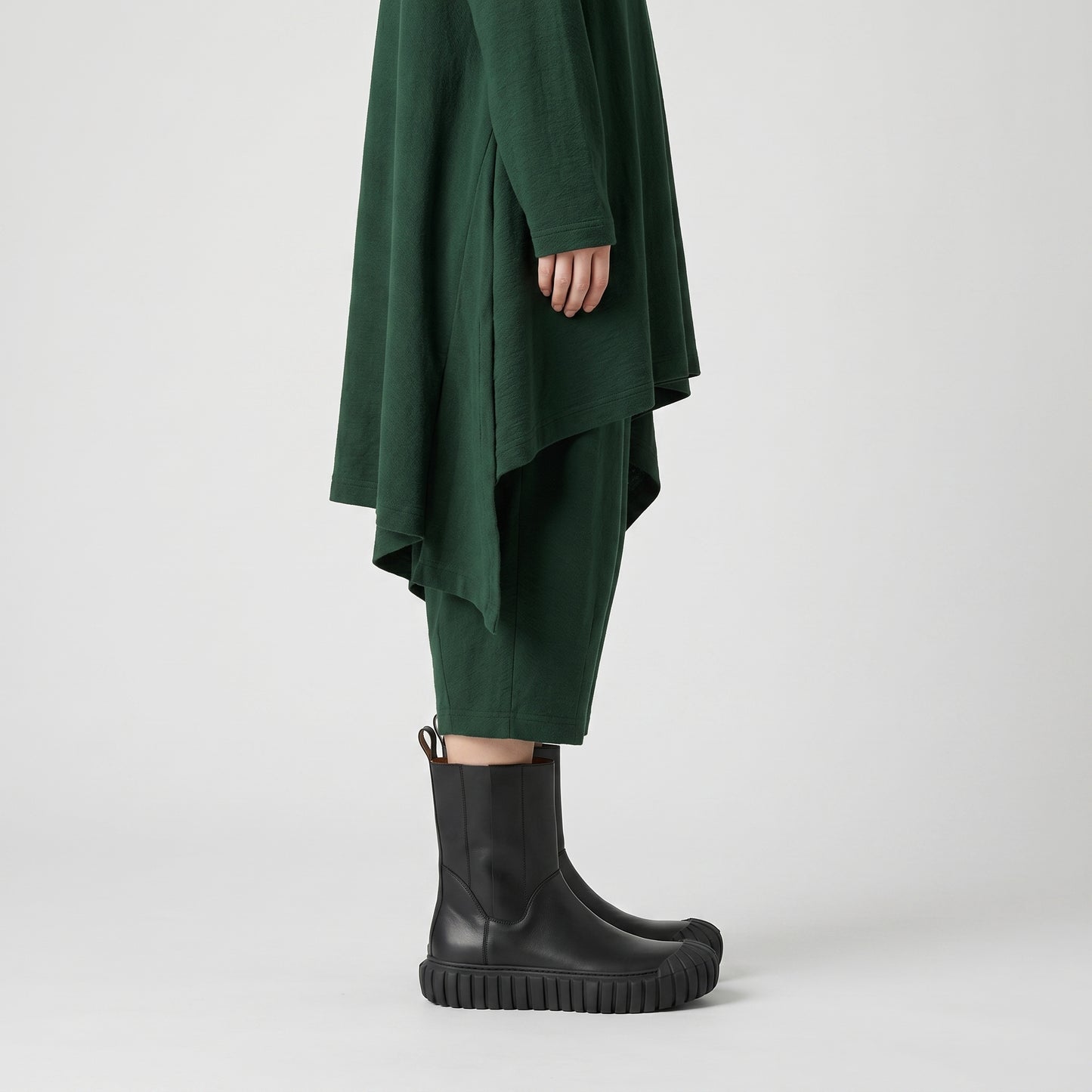 Chunky Ribbed-Sole Leather Boots