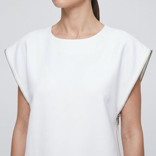 Zip-Detail Sleeveless Shift Dress