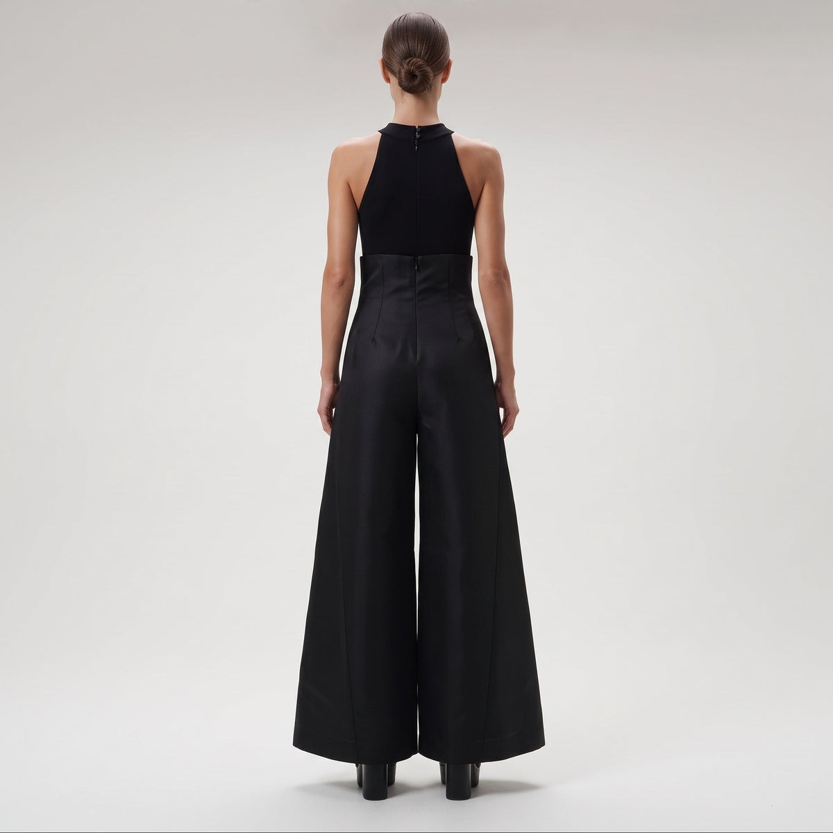 High-Waisted Structured Wide-Leg Trousers