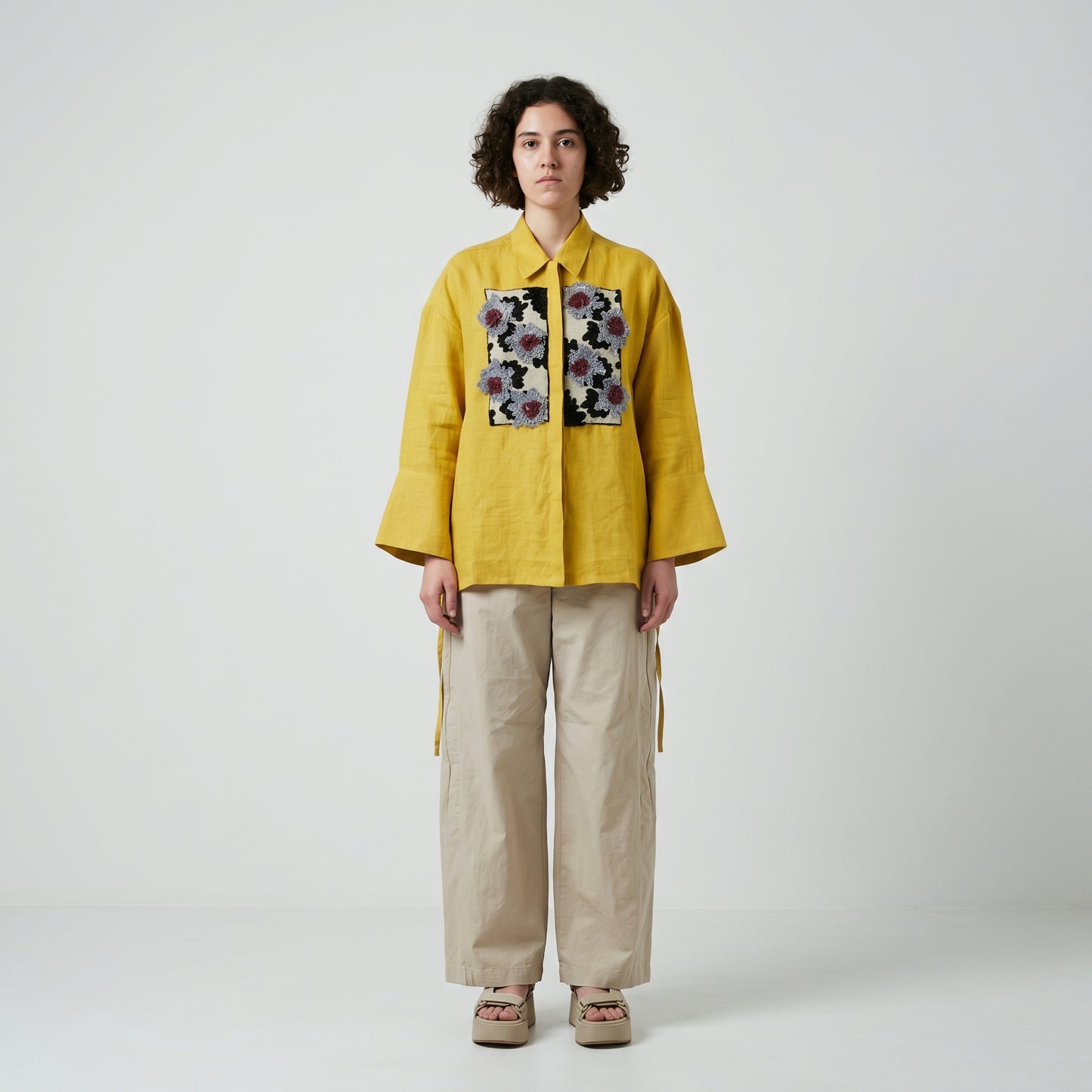 Embroidered Floral Linen Shirt