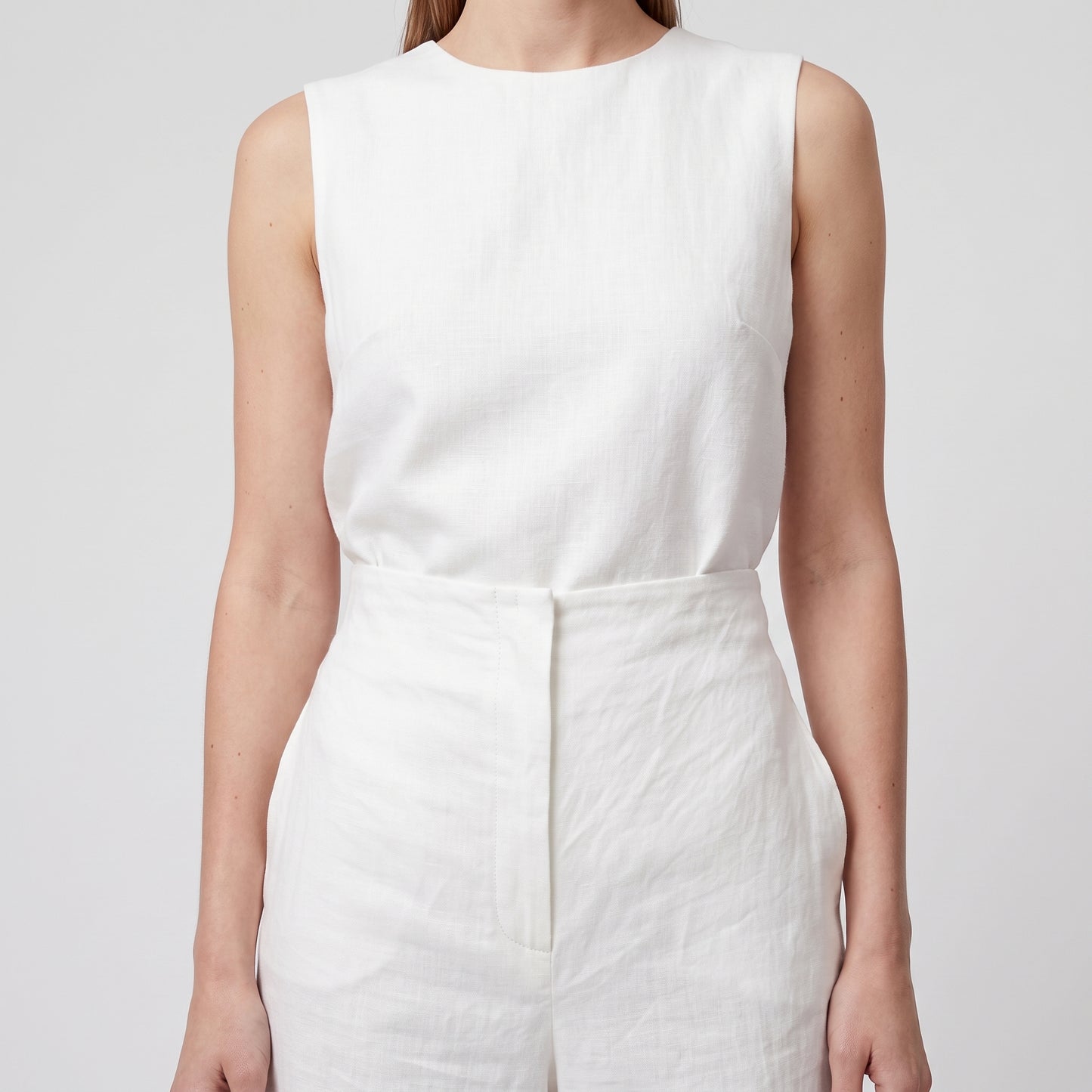 Minimalist High-Waisted White Trousers