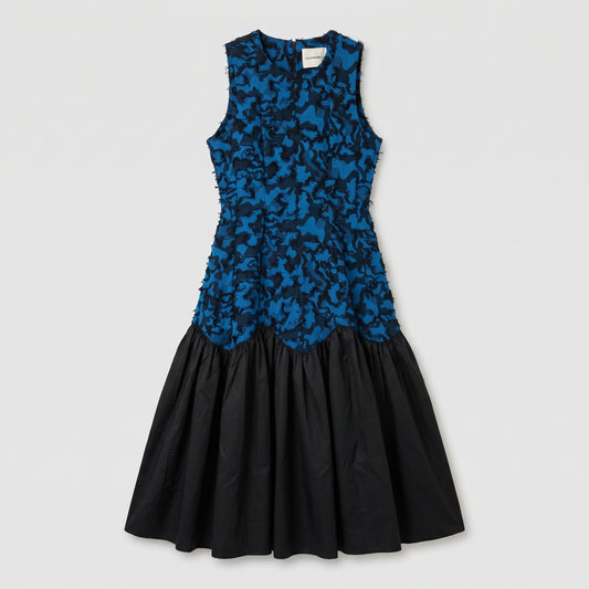 Textured Panel Fit-and-Flare Dress