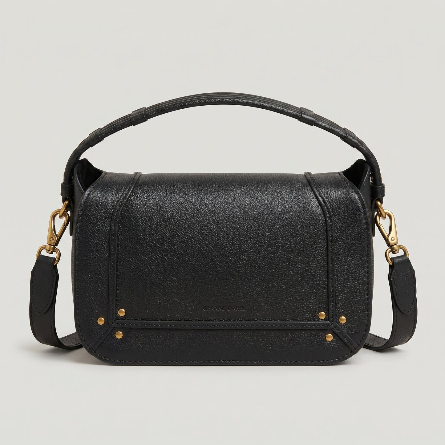 Structured Black Leather Shoulder Bag