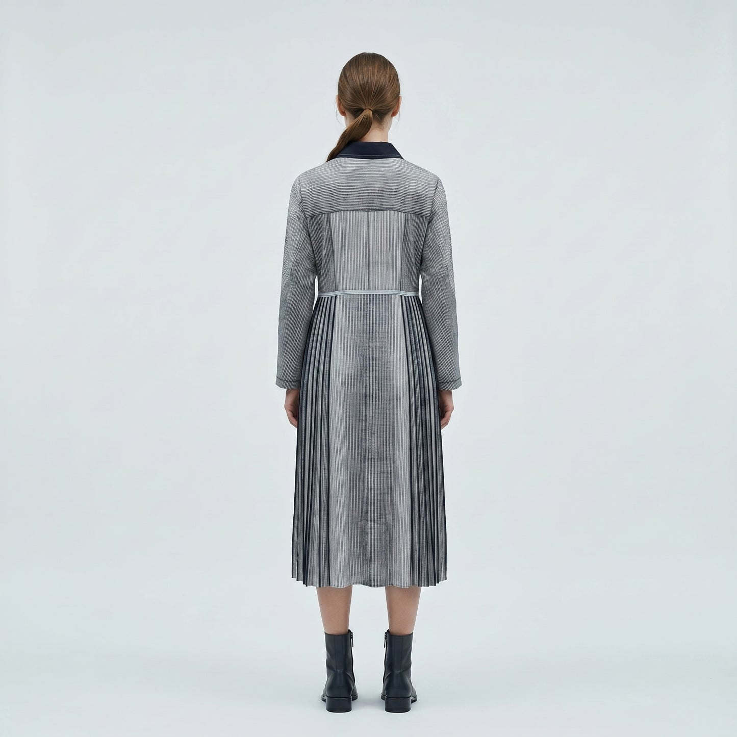 Structured Paneled Midi Shirtdress