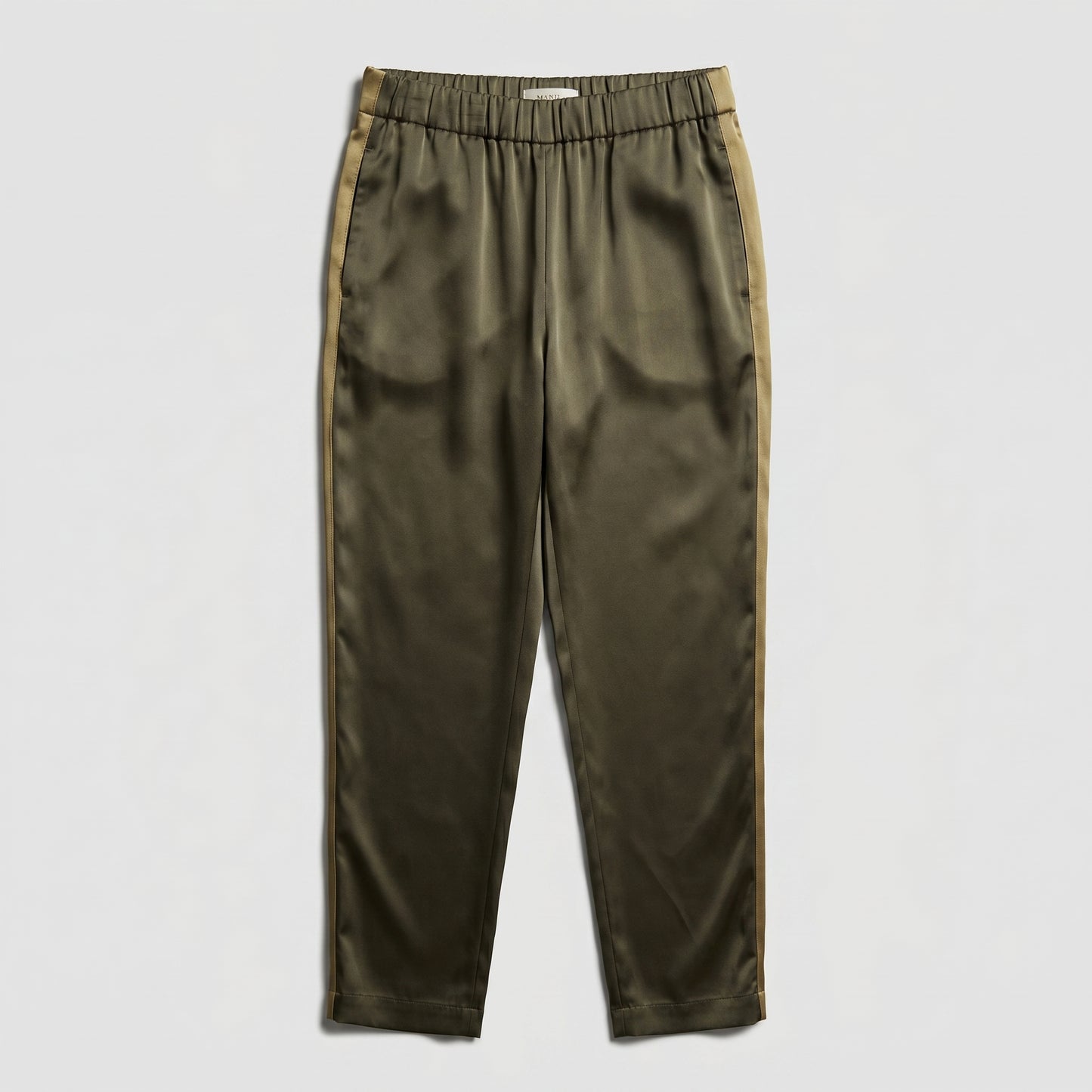 Satin Olive Tapered Trousers