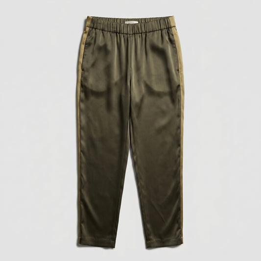 Satin Olive Tapered Trousers