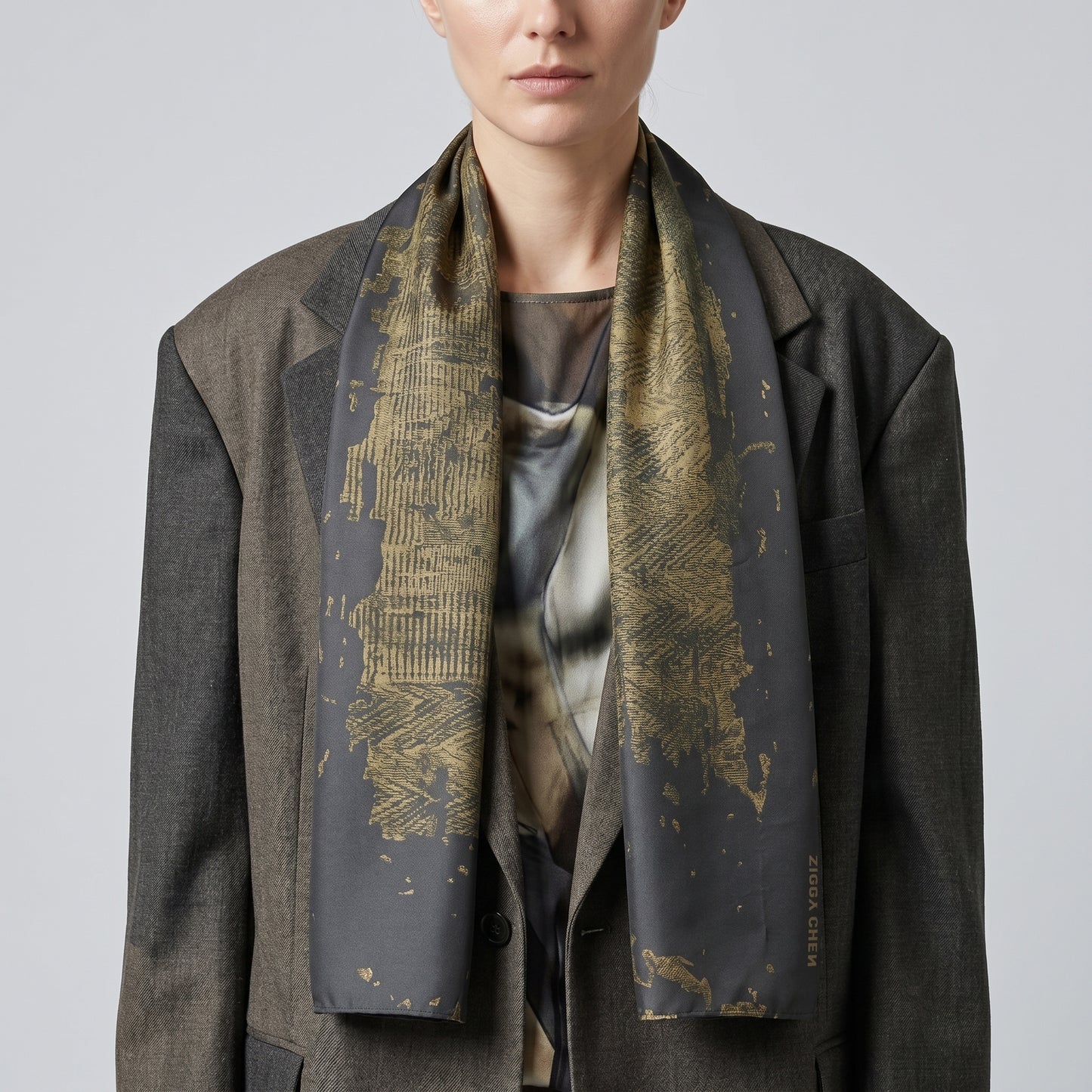 Abstract Print Silk Scarf