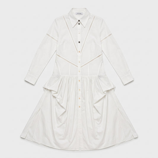 Structured White Poplin Shirt Dress