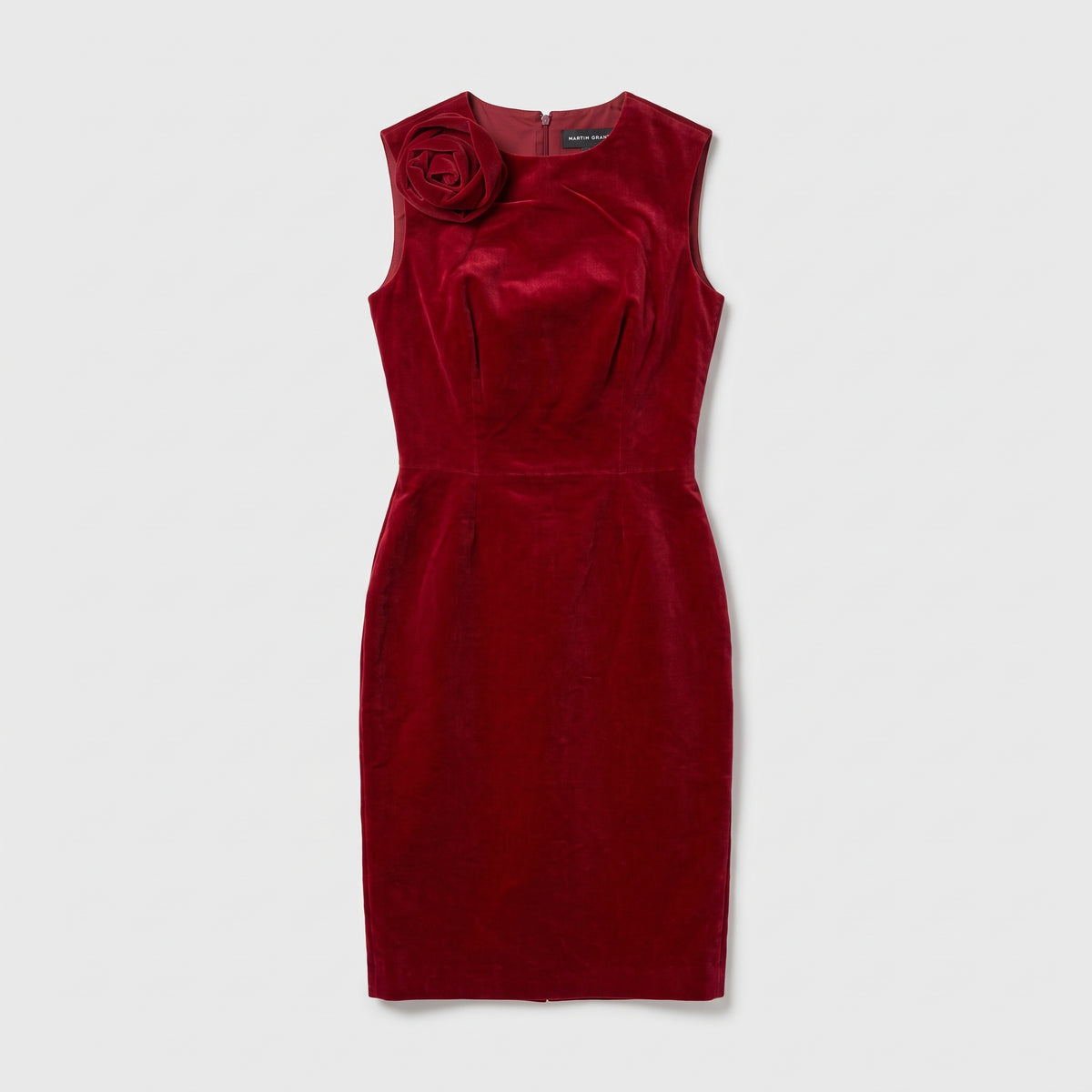 Sleeveless Velvet Rose Detail Dress
