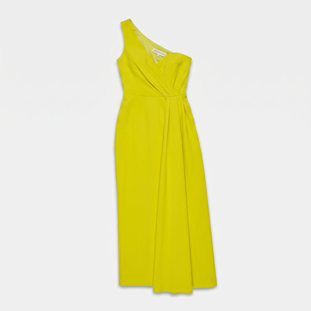 One-Shoulder Chartreuse Midi Dress