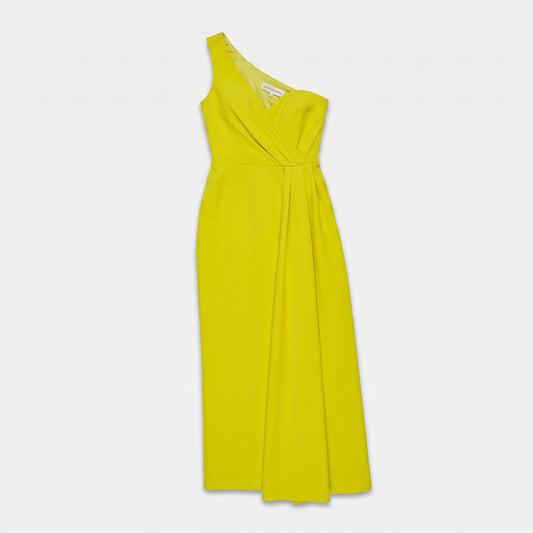 One-Shoulder Chartreuse Midi Dress