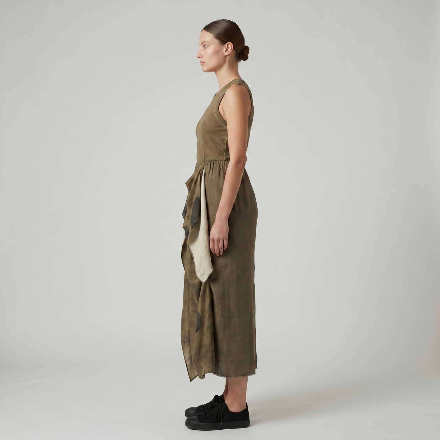 Draped Abstract Pattern Maxi Skirt