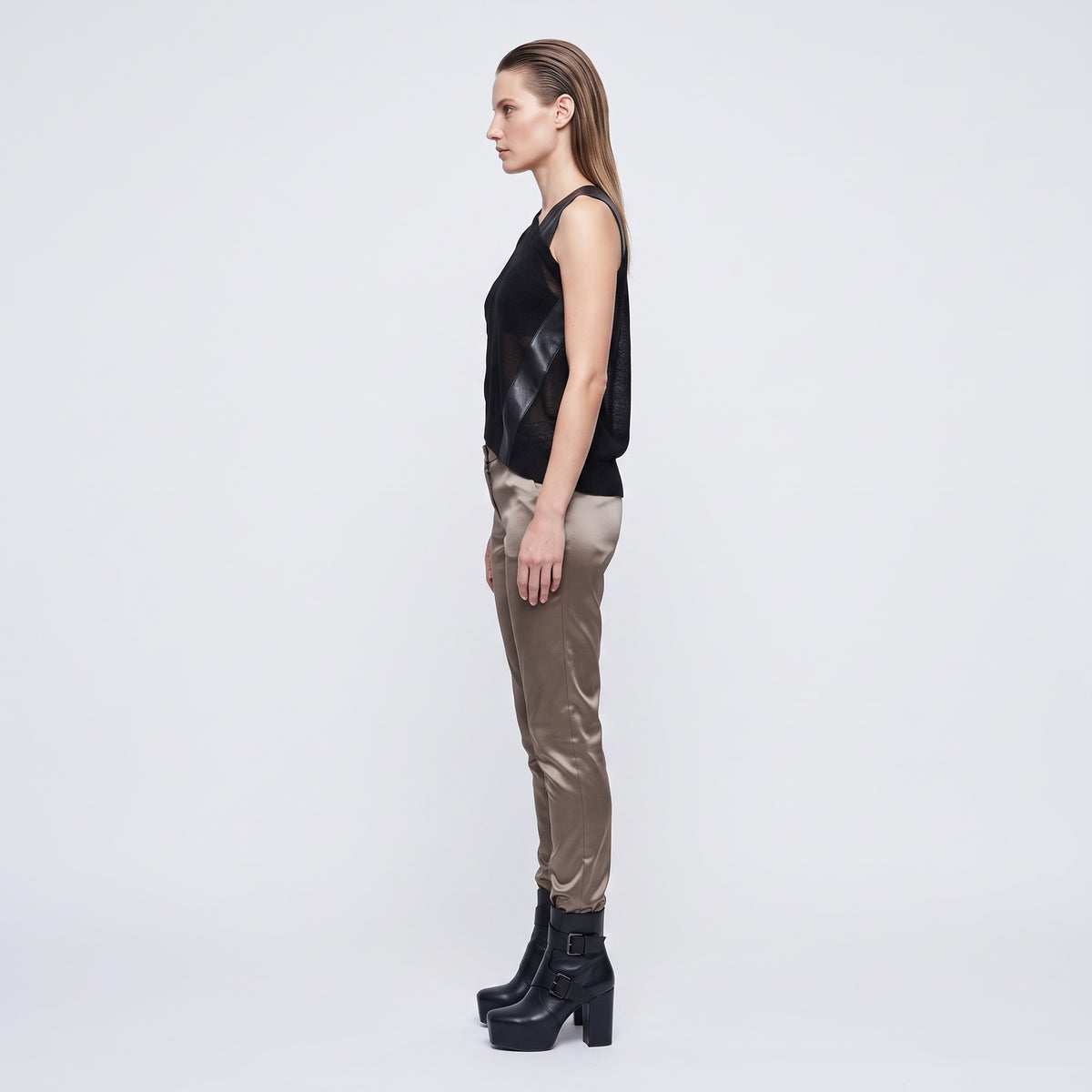 Satin Finish Tailored Trousers