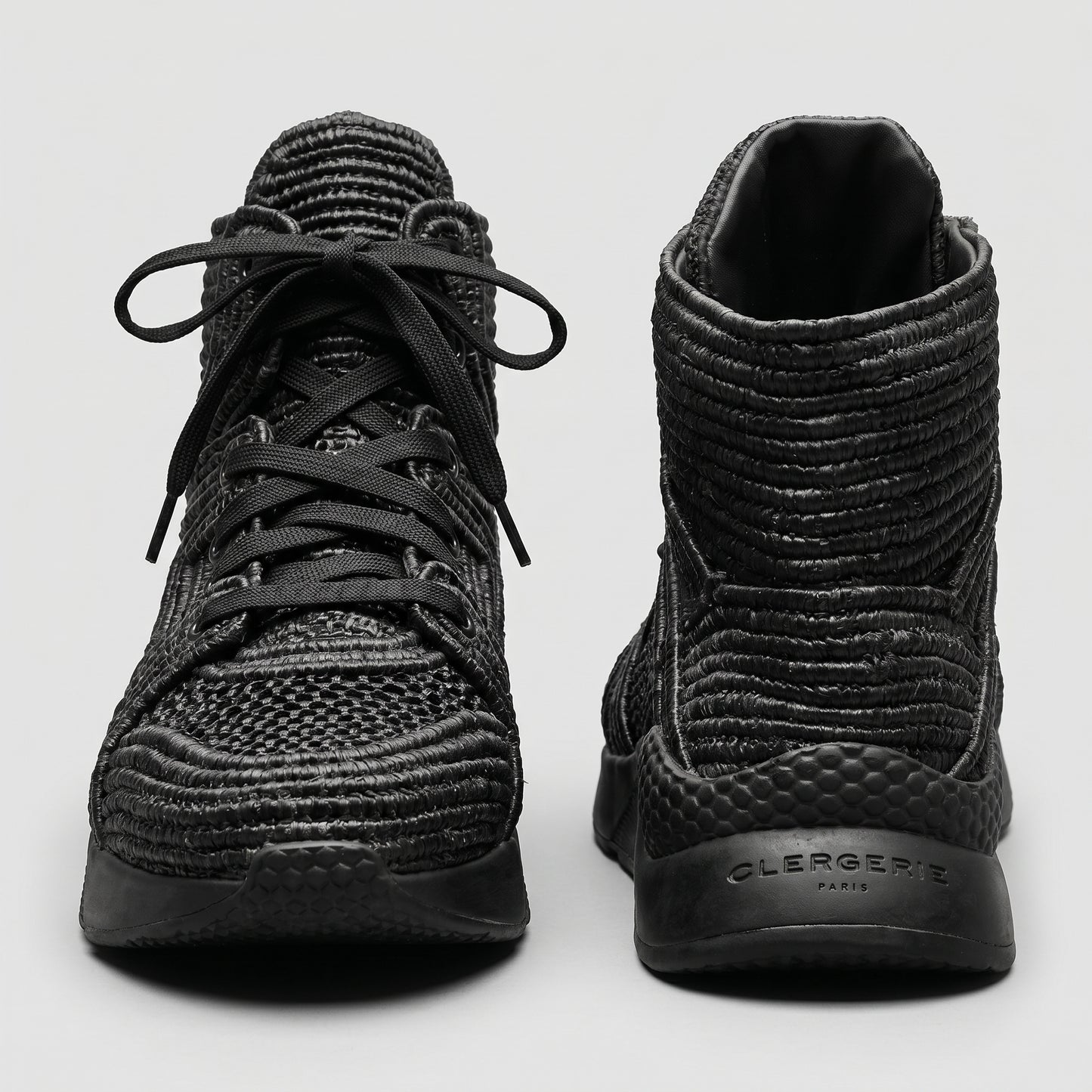 Textured Black High-Top Sneakers