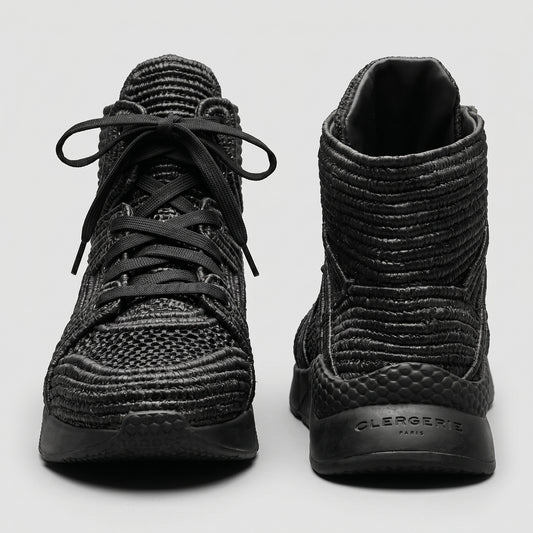 Textured Black High-Top Sneakers