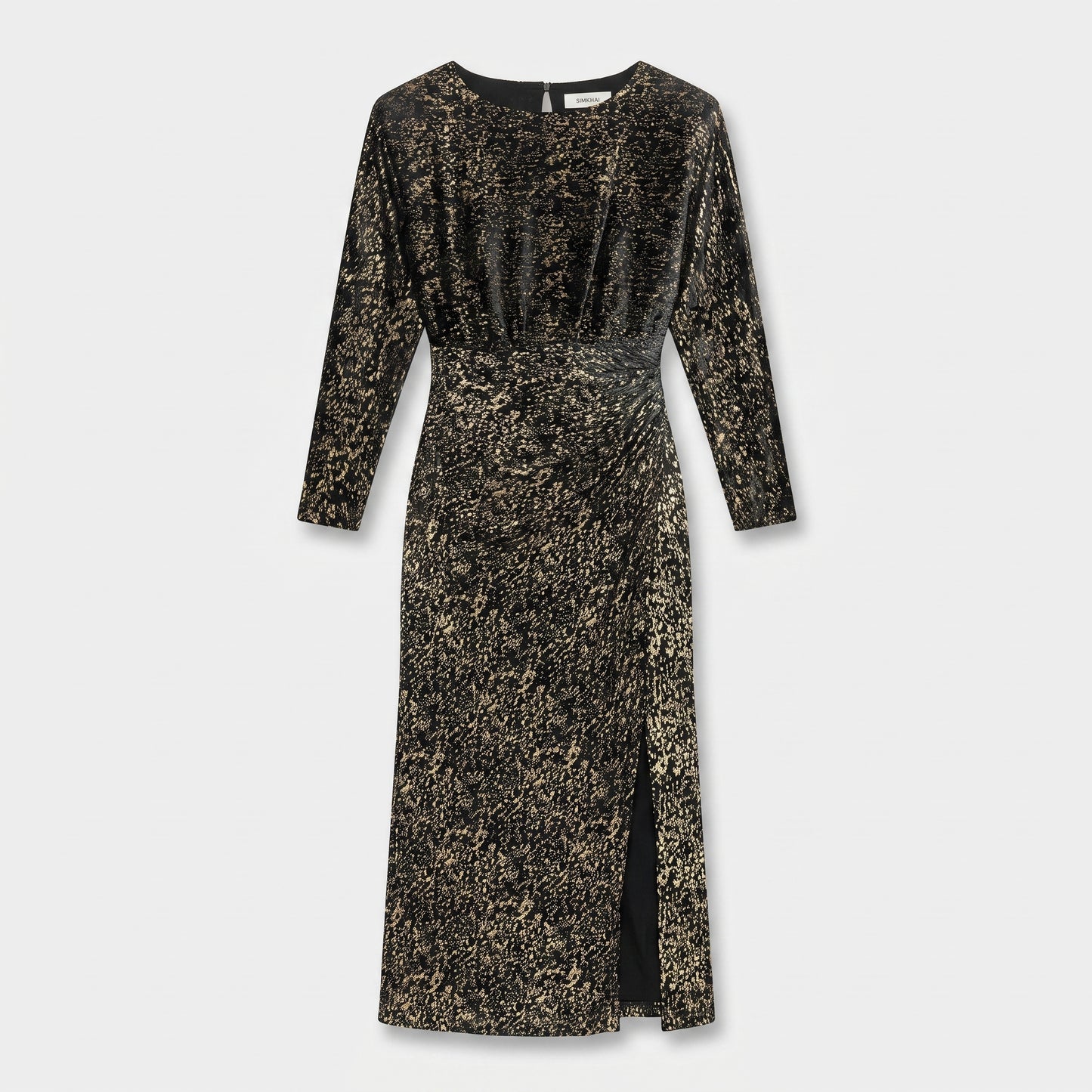 Metallic Printed Long Sleeve Dress