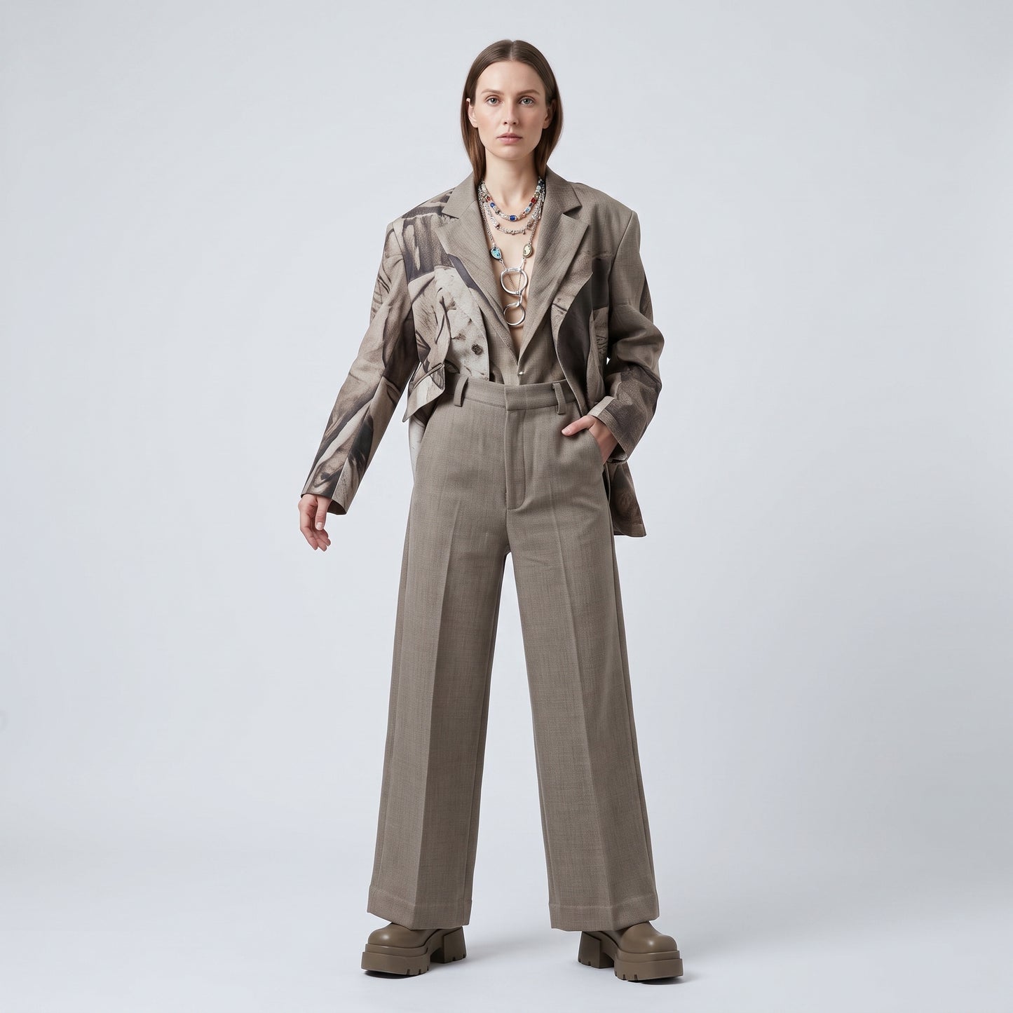 Tailored Beige Cropped Trousers
