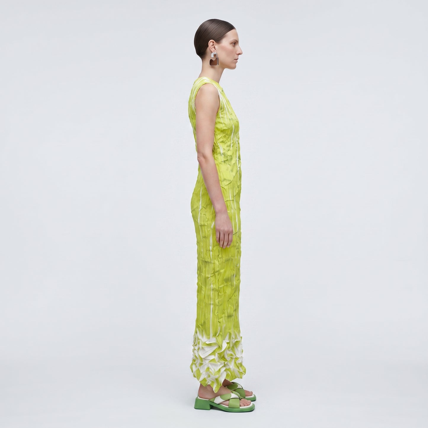 Pleated Textural Midi Dress