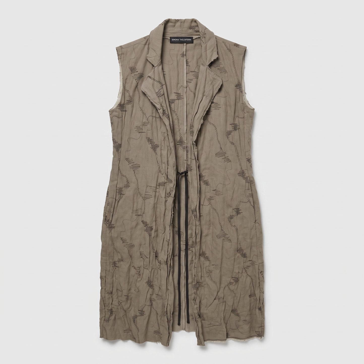 Embroidered Tailored Sleeveless Vest