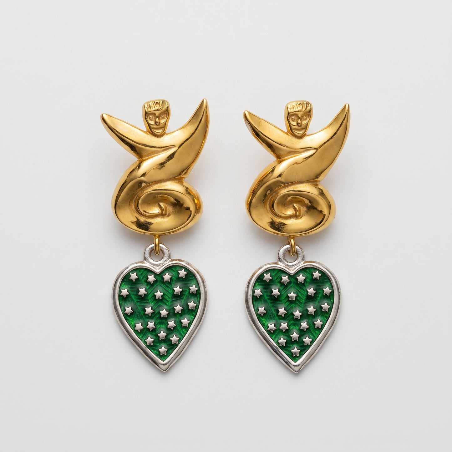 Embossed Figure Heart Drop Earrings