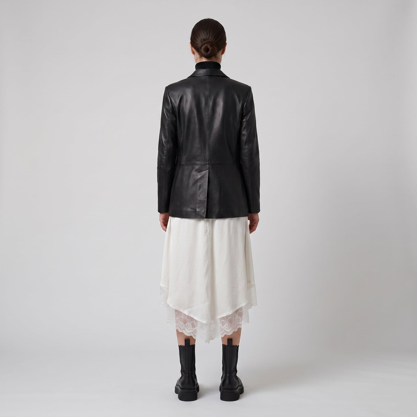Lace Trim Satin Midi Skirt