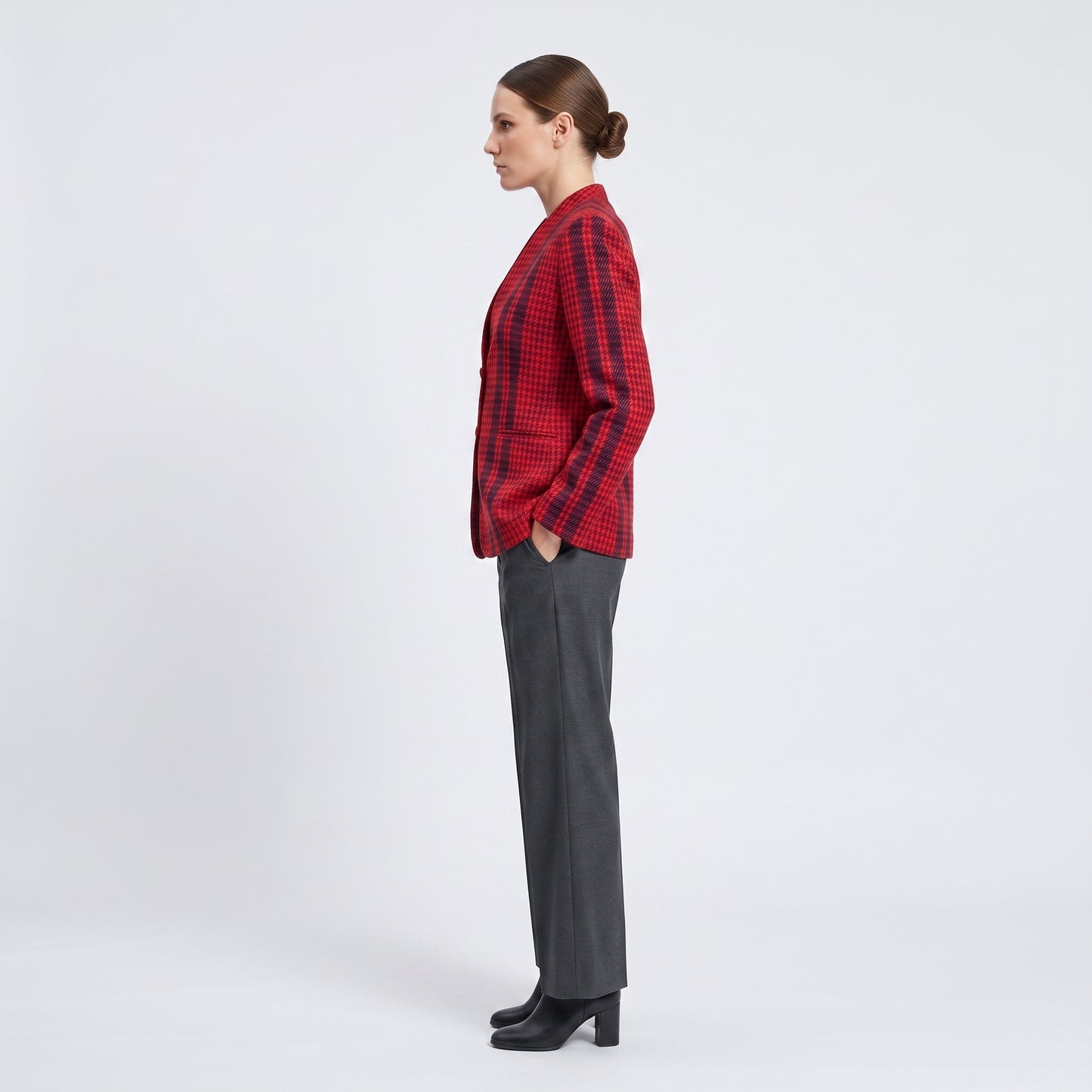Red Houndstooth Tailored Jacket