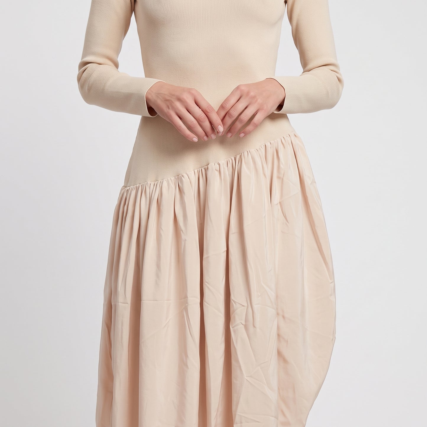 Asymmetric Gathered Hem Mini Dress