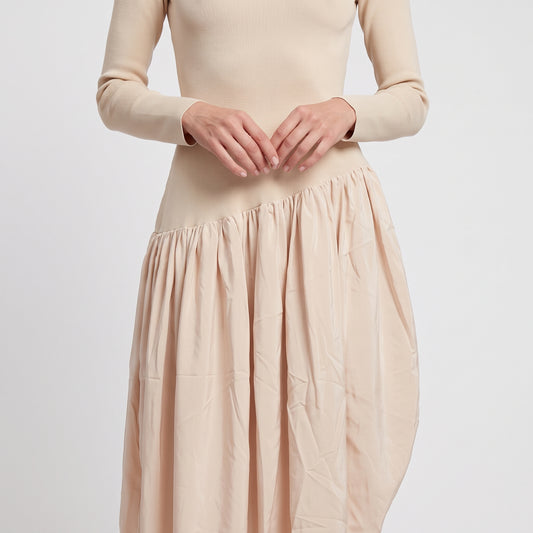 Asymmetric Gathered Hem Mini Dress