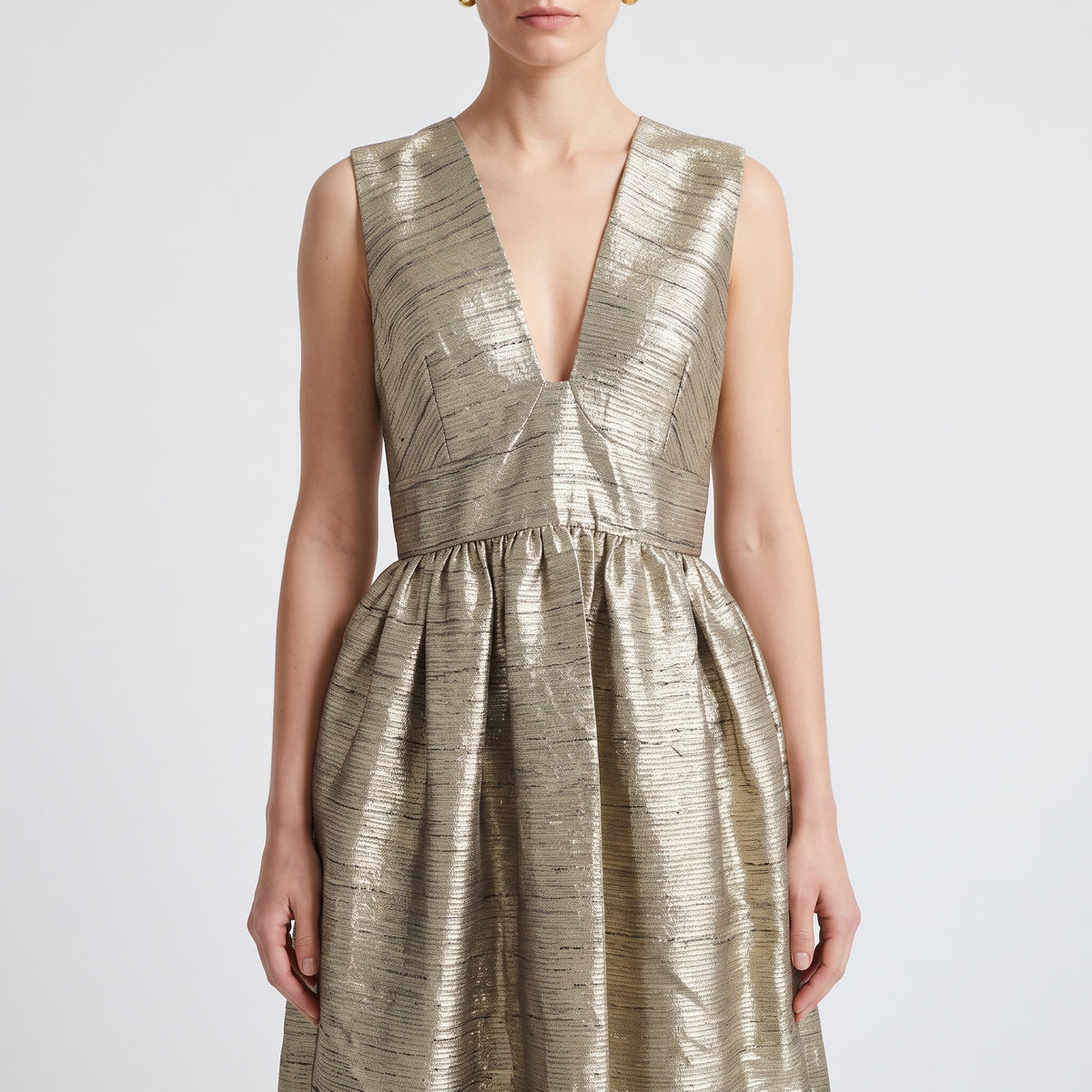 Metallic Textured Fit-and-Flare Dress