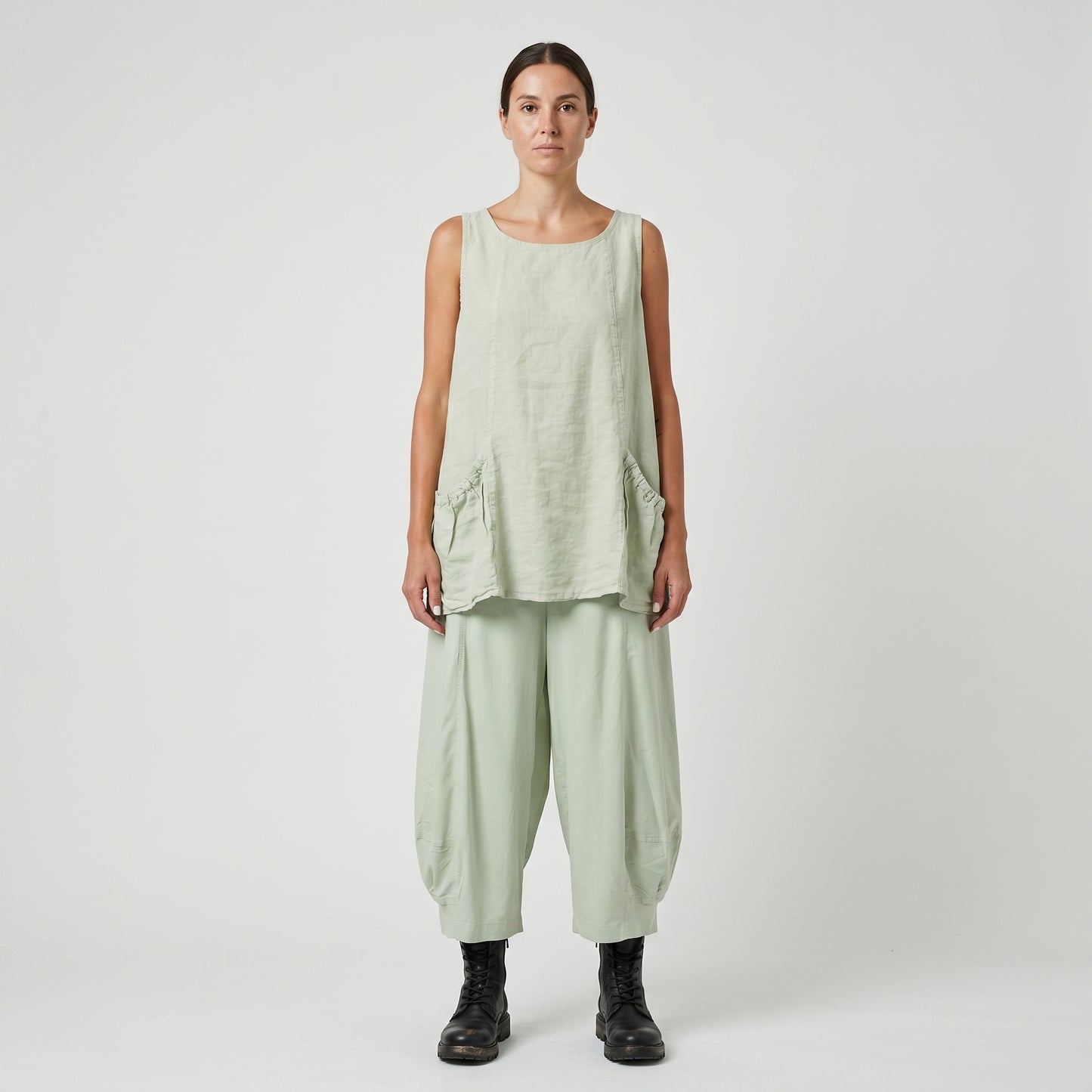 Sage Green Linen Tunic Top